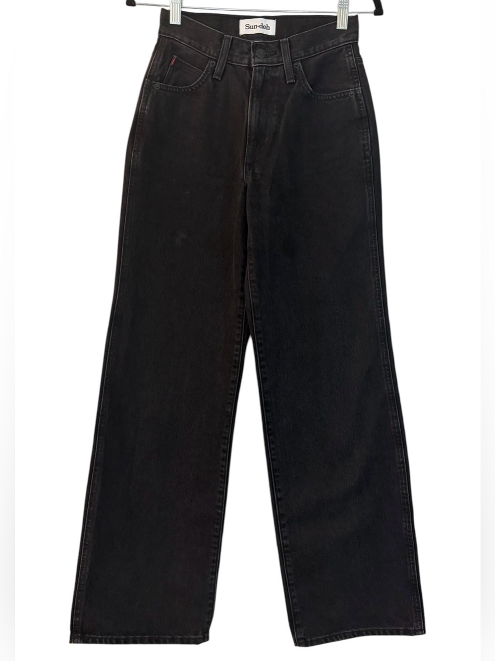 Aritzia SUN-DEH Jupiter Jeans Black High Rise Wide Leg 100% Cotton Size 00